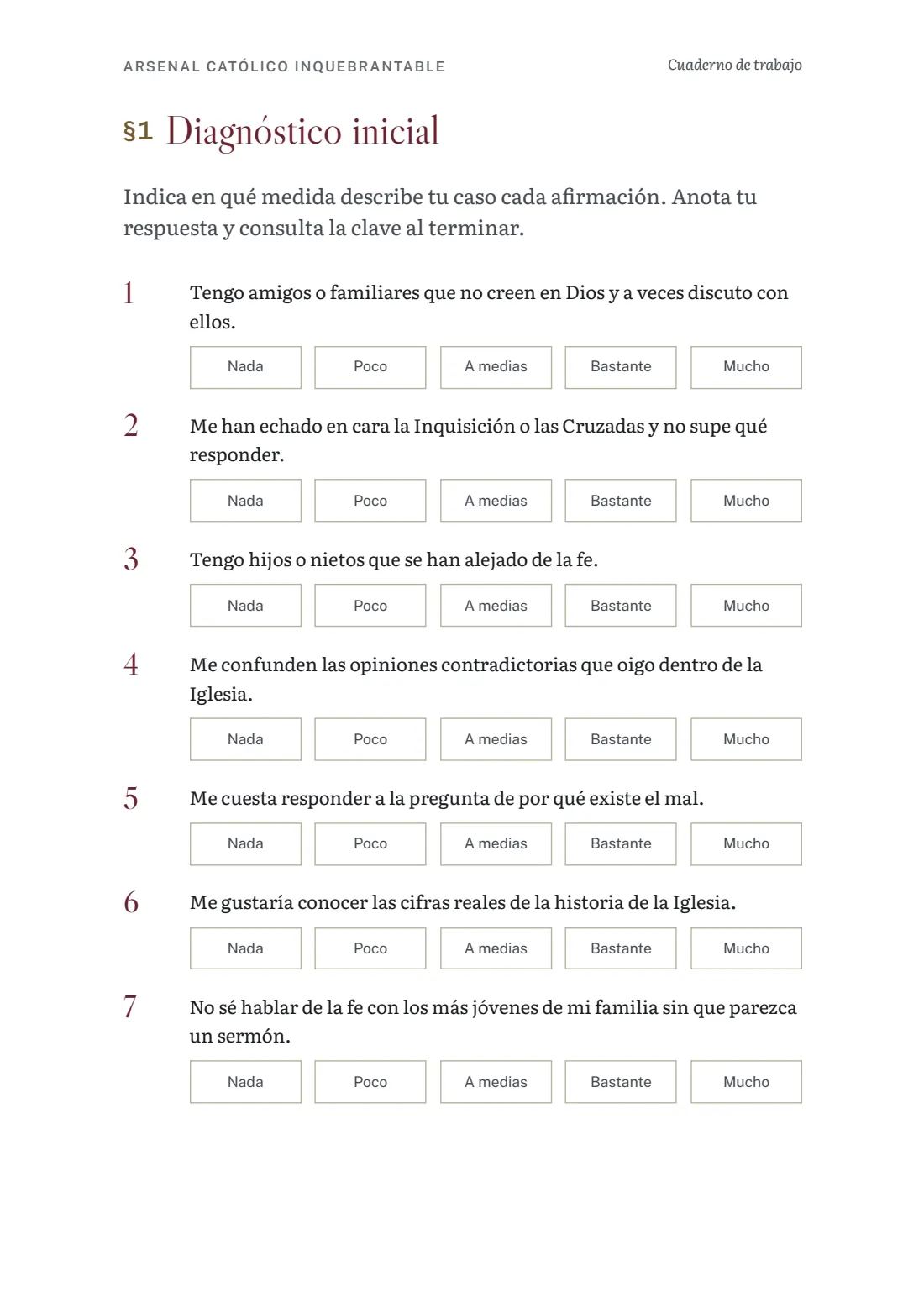 Página del cuaderno con el diagnóstico inicial