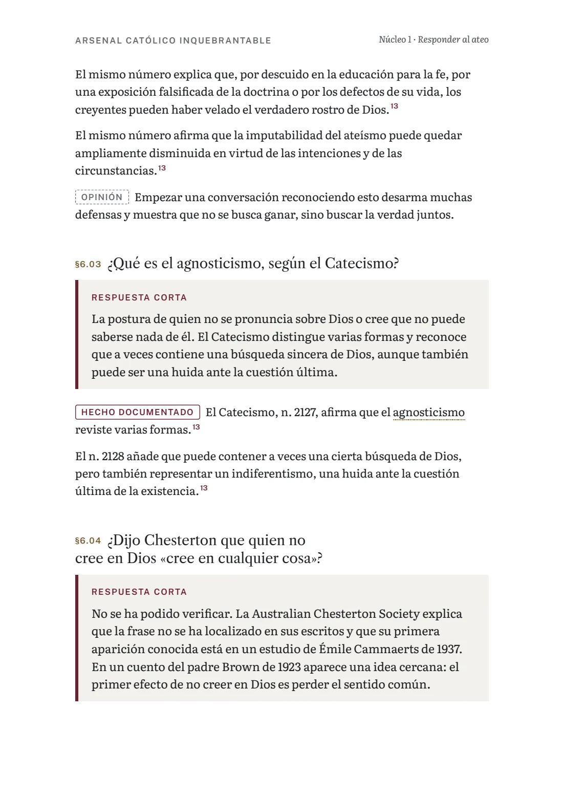 Página del núcleo 1 sobre una frase atribuida a Chesterton