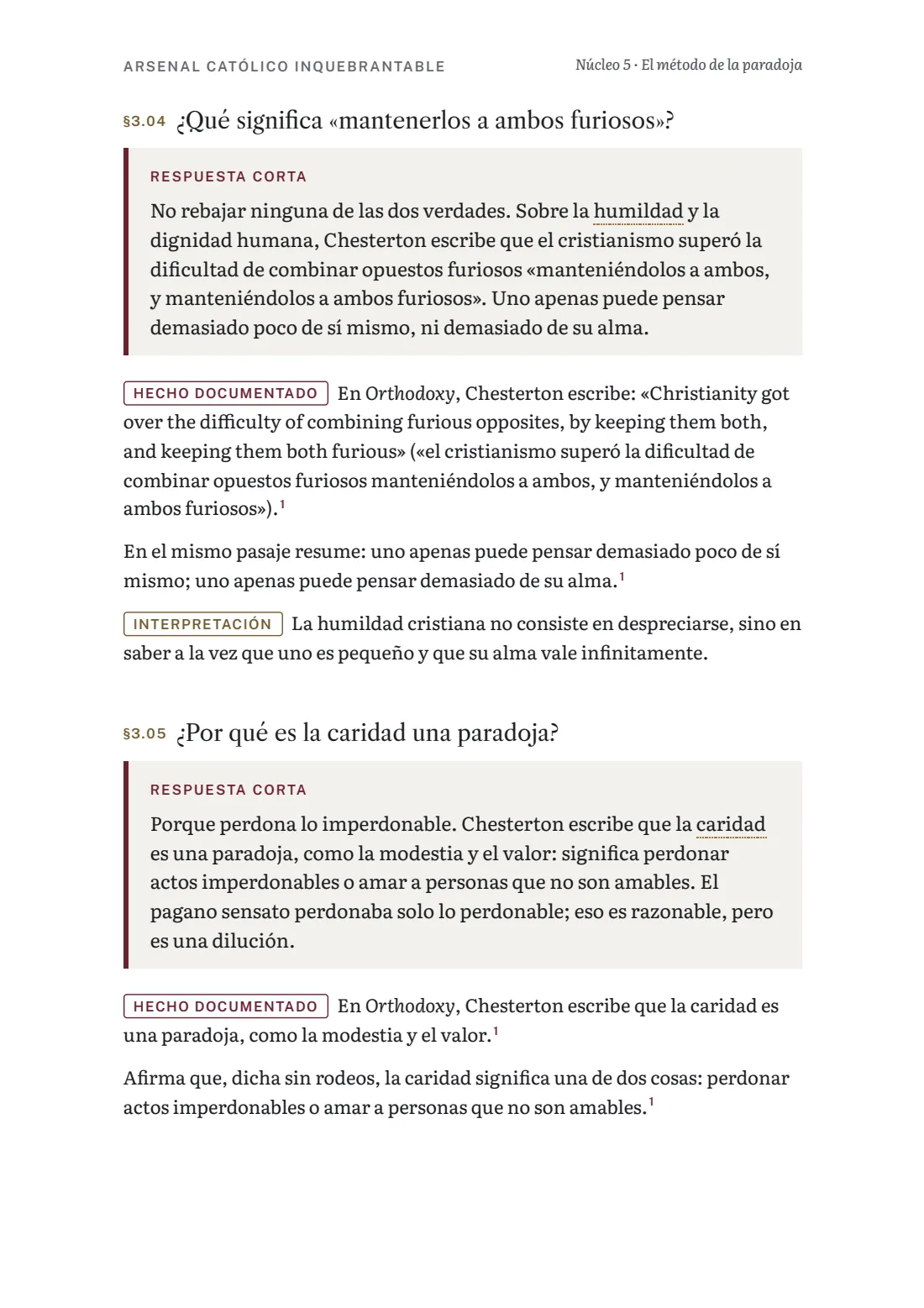Página del núcleo 5 sobre los opuestos furiosos